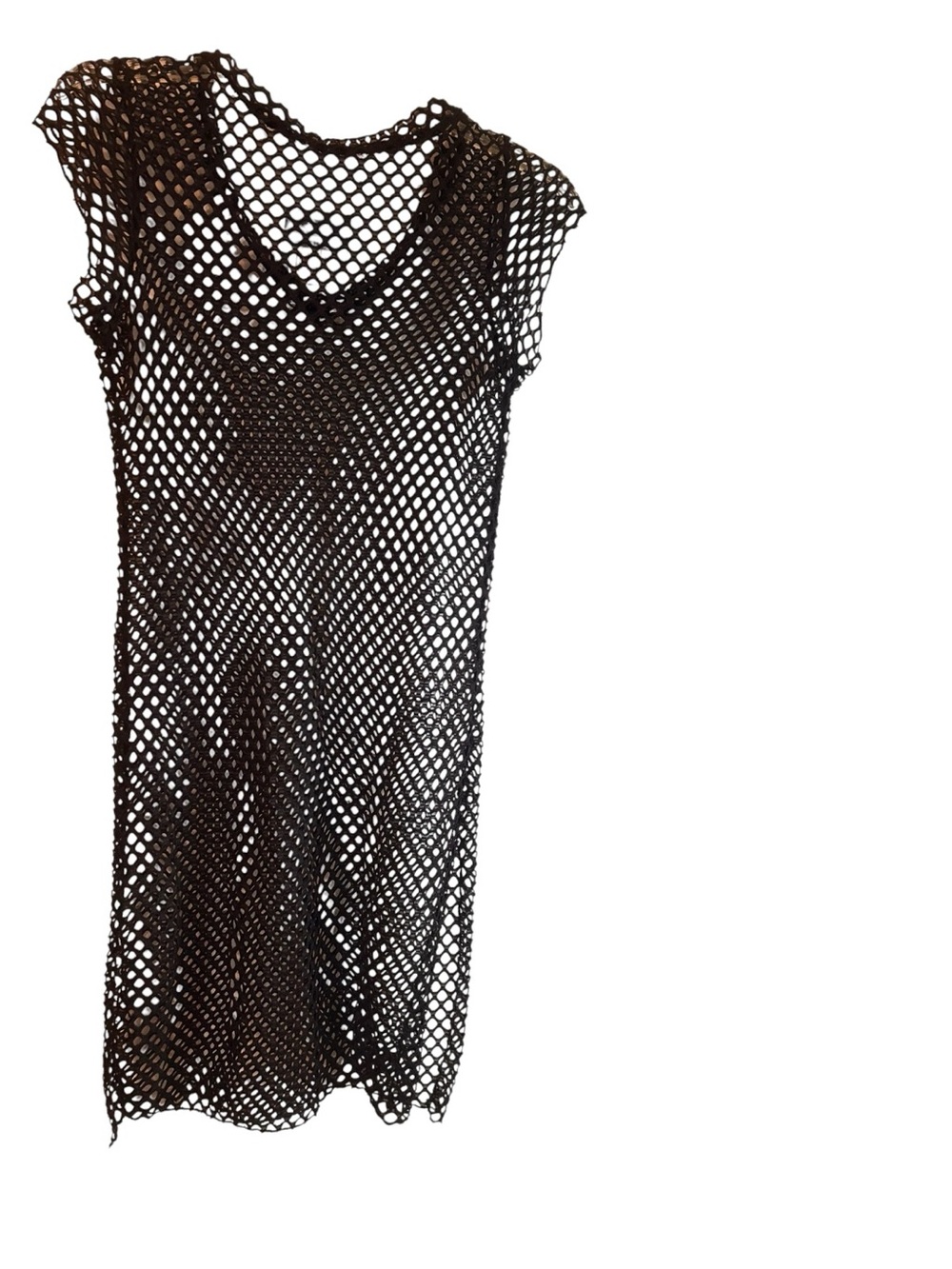 NWT Emme Jordan black fishnet v-neck cap sleeve swim coverup Size L